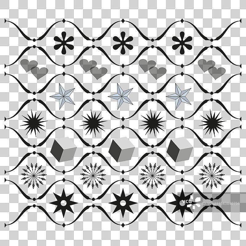 图案化图标集，抽象形状和星星图片素材