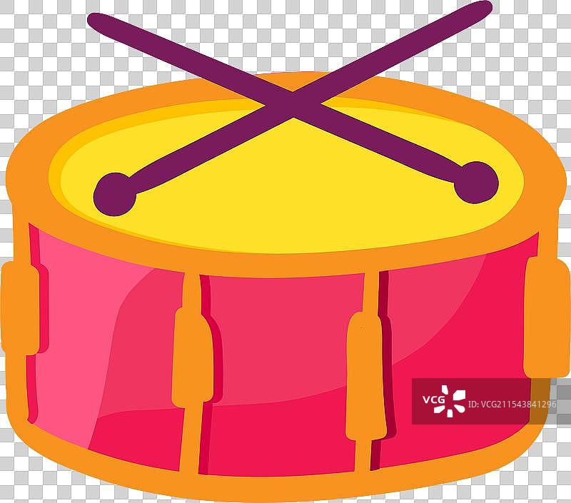 卡通风格的派对鼓和鼓棒图片素材