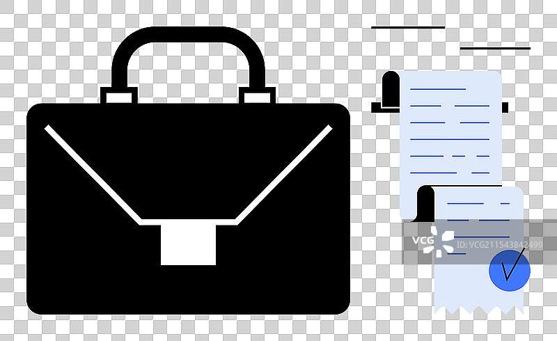 公文包和带有勾选标记的文件图片素材