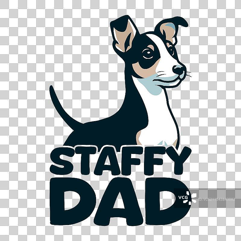 穿着老虎犬T恤的斯塔福德郡斗牛犬爸爸图片素材