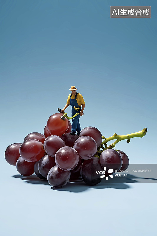 【AI数字艺术】果园新鲜葡萄采摘微距摄影场景图片素材