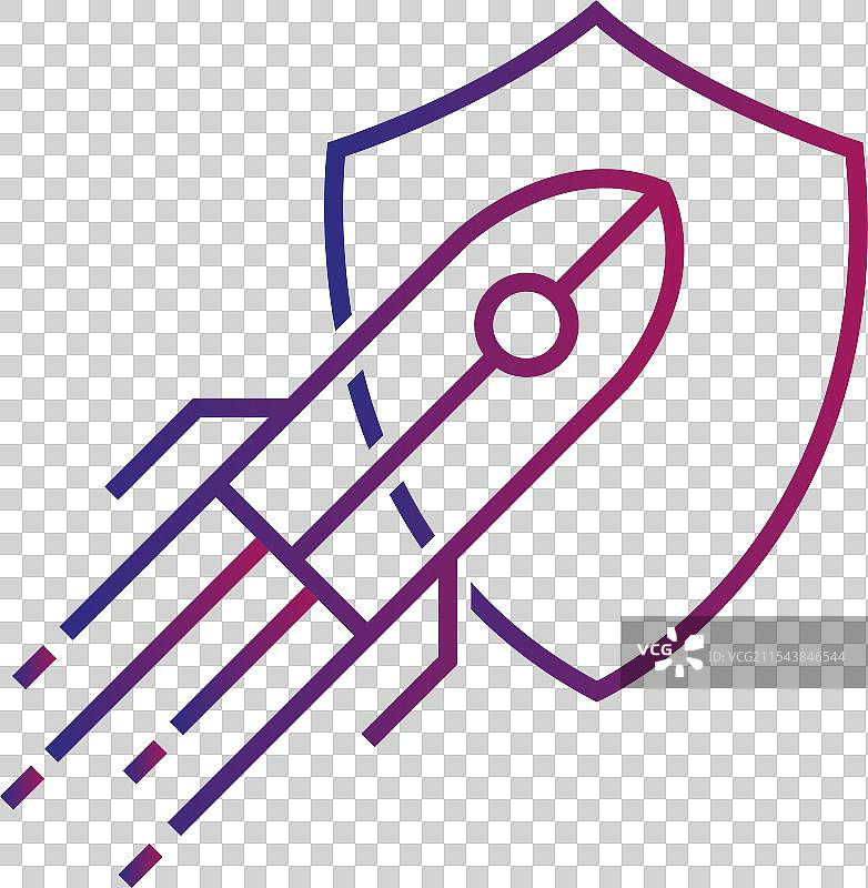渐变轮廓的盾牌火箭图标标志图片素材
