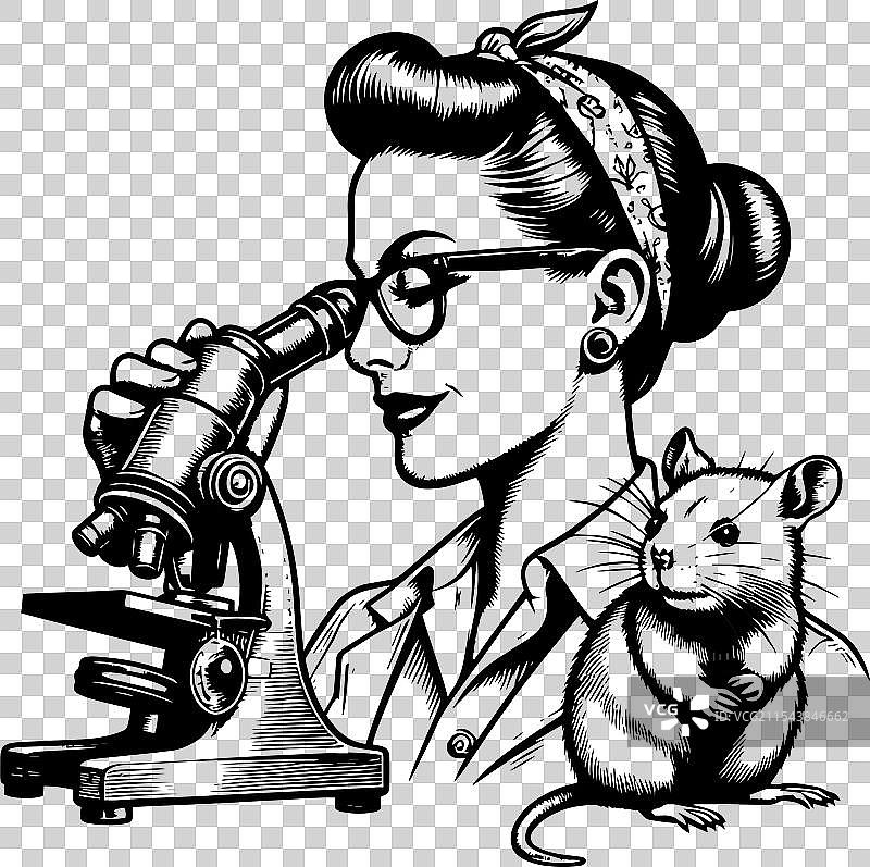 手握老鼠的科学家与生成性人工智能图片素材