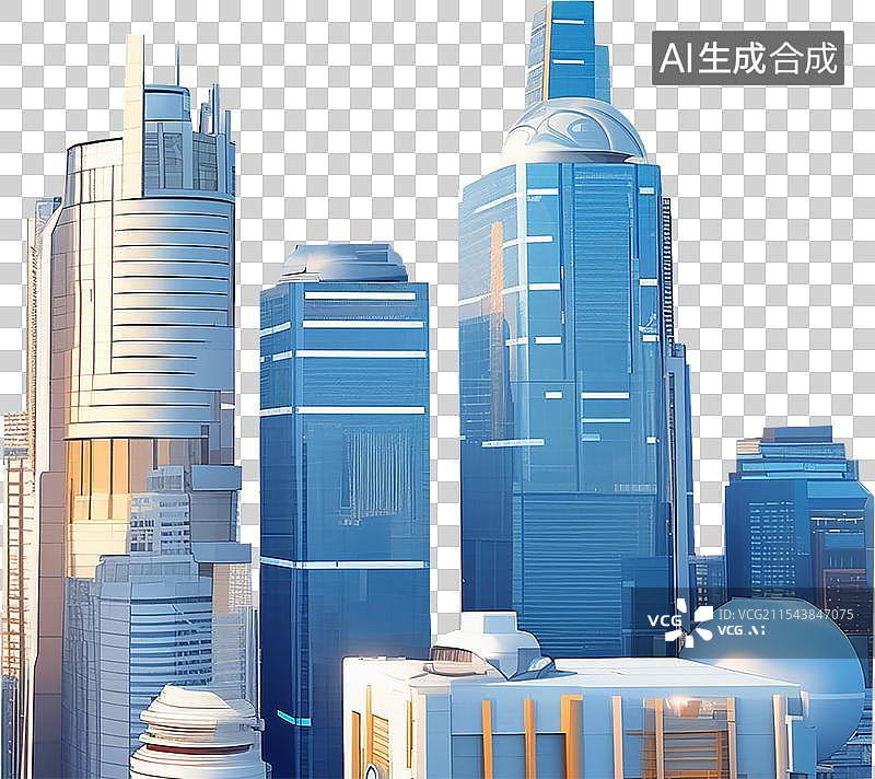 【AI数字艺术】蓝色城市建筑2图片素材