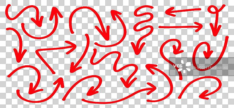 白色背景上的红色弯曲箭头图片素材