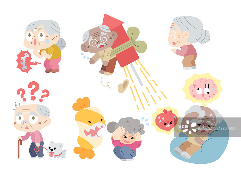 老年慢性病卡通素材图片素材