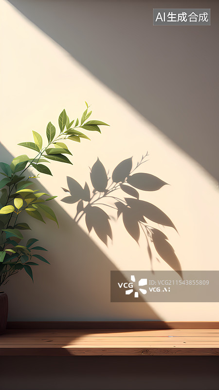 【AI数字艺术】室内阳光植物桌面场景三维插画图片素材