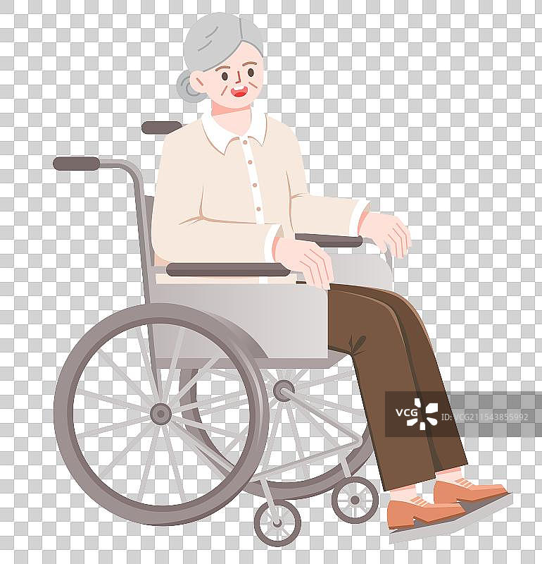 坐在轮椅上的老奶奶，适老化改造，养老院图片素材