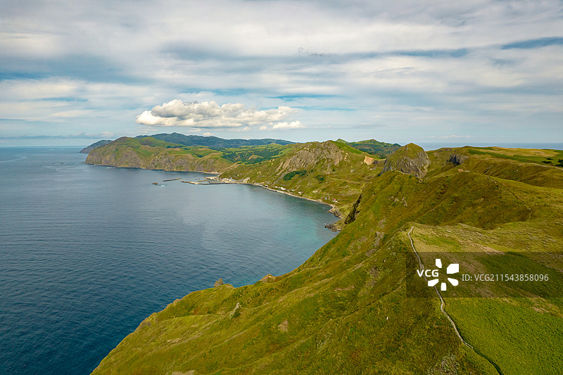 亚洲日本北海道礼文岛的航拍风光图片素材