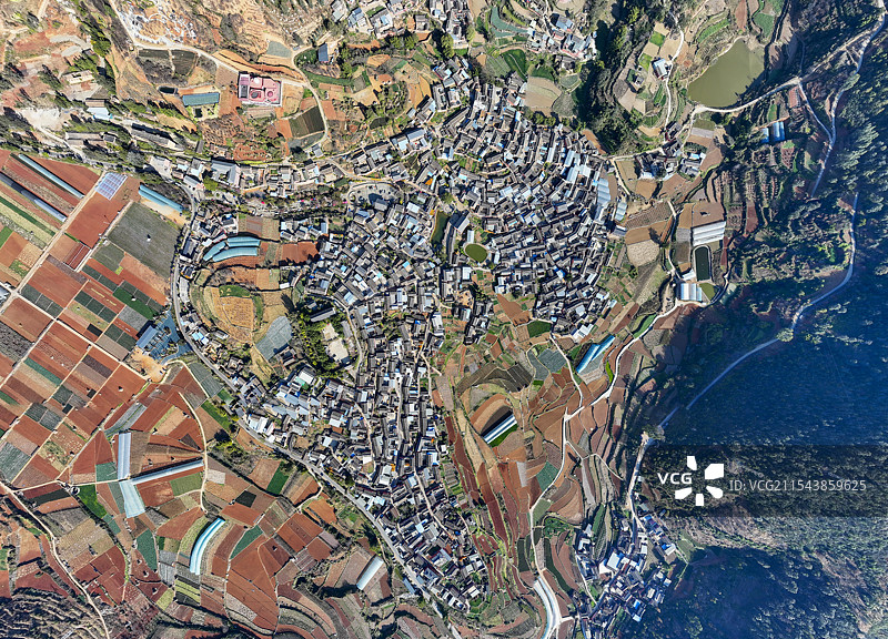 俯拍攀枝花迤沙拉村图片素材