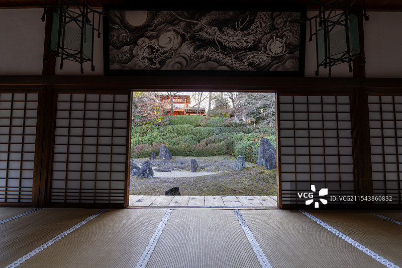 日式房间内部 庭院园林图片素材