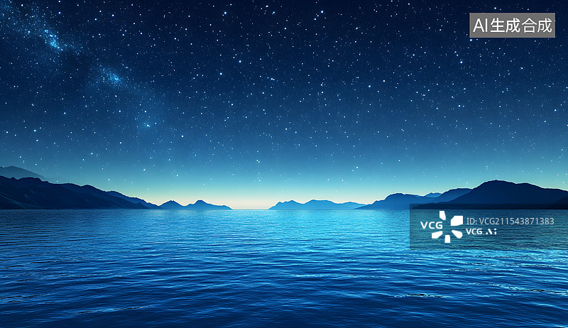 【AI数字艺术】蓝色系无人背景夜空夜晚星空山水图片素材