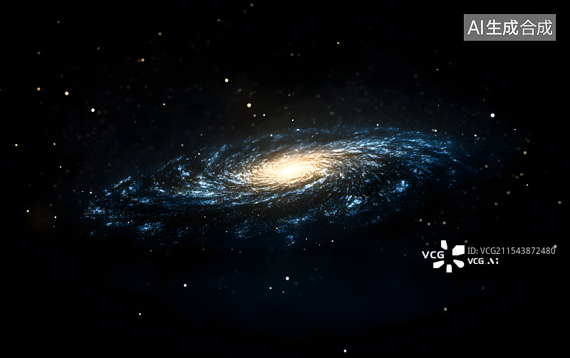 【AI数字艺术】黑色背景中的发光银河系银河星云星系星空太空宇宙天文图片素材