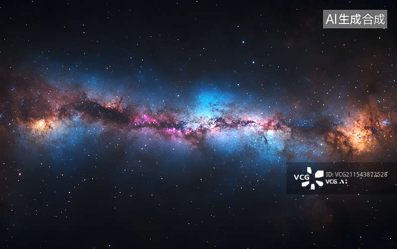 【AI数字艺术】黑色背景中的发光银河系银河星云星系星空太空宇宙天文图片素材
