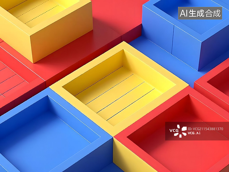 【AI数字艺术】3D彩色方块图片素材