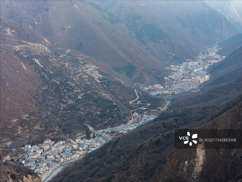 九寨沟县漳扎镇冬季风景航拍图片素材