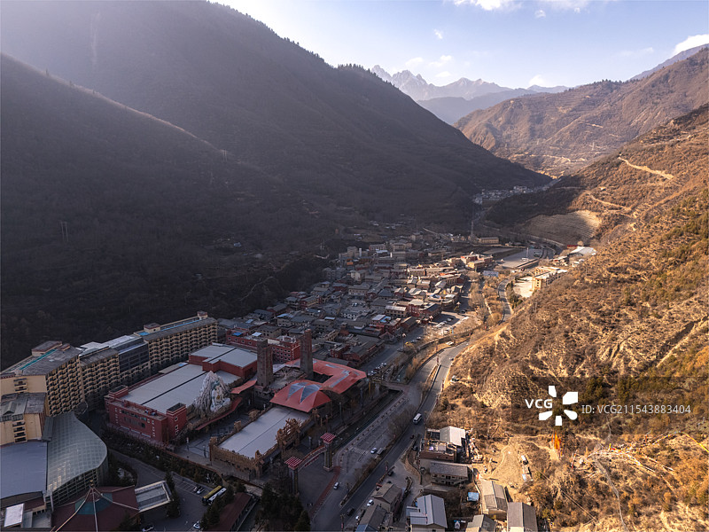 九寨沟县漳扎镇冬季风景航拍图片素材