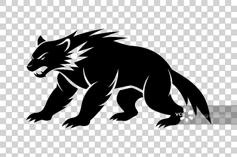 狼獾剪影力量图片素材