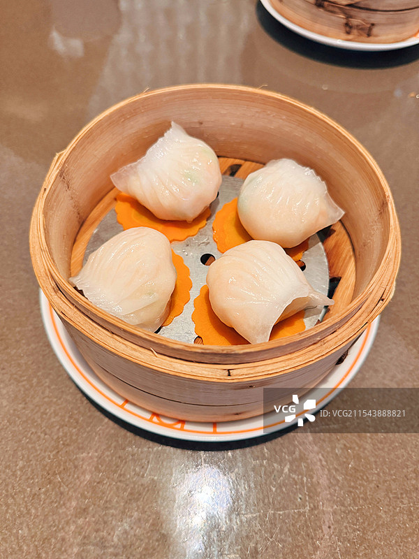 中式点心虾饺俯拍中国传统早茶饮茶图片素材