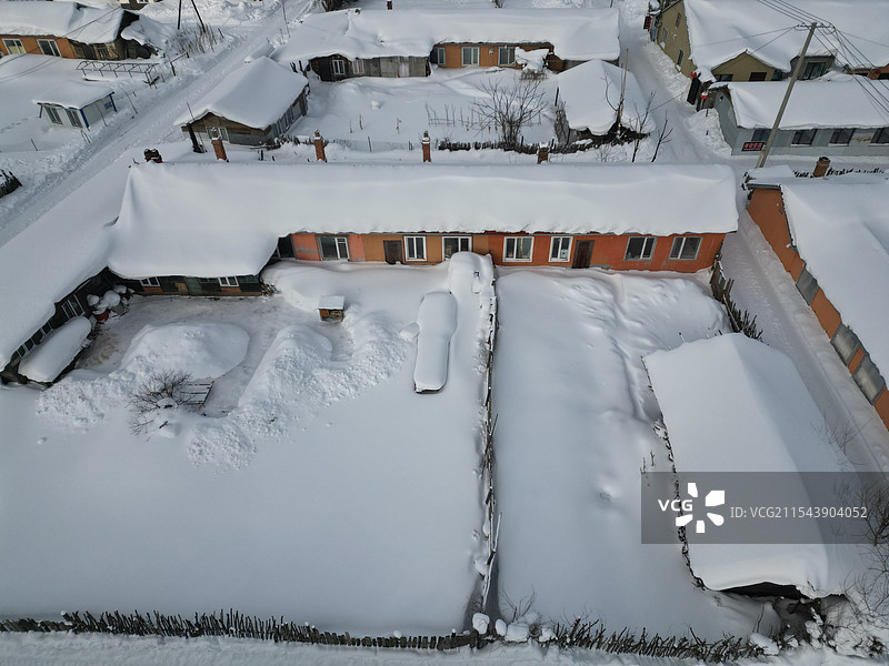 冬天中国黑龙江雪乡雪景航拍图片素材