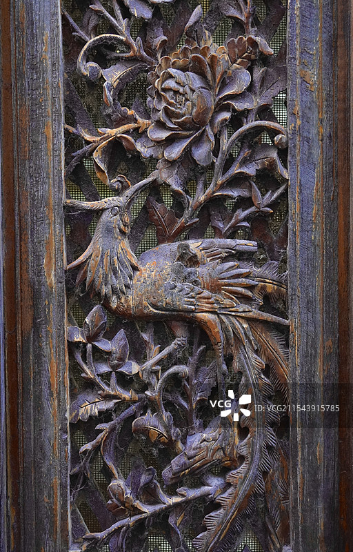 传统古建筑浮雕木雕艺术图片素材