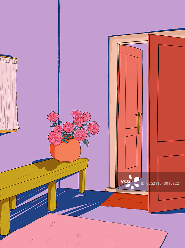 门口的玫瑰花香装饰画图片素材