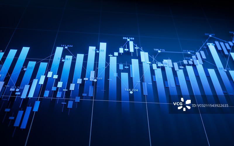 商业金融增长曲线图表三维渲染图片素材