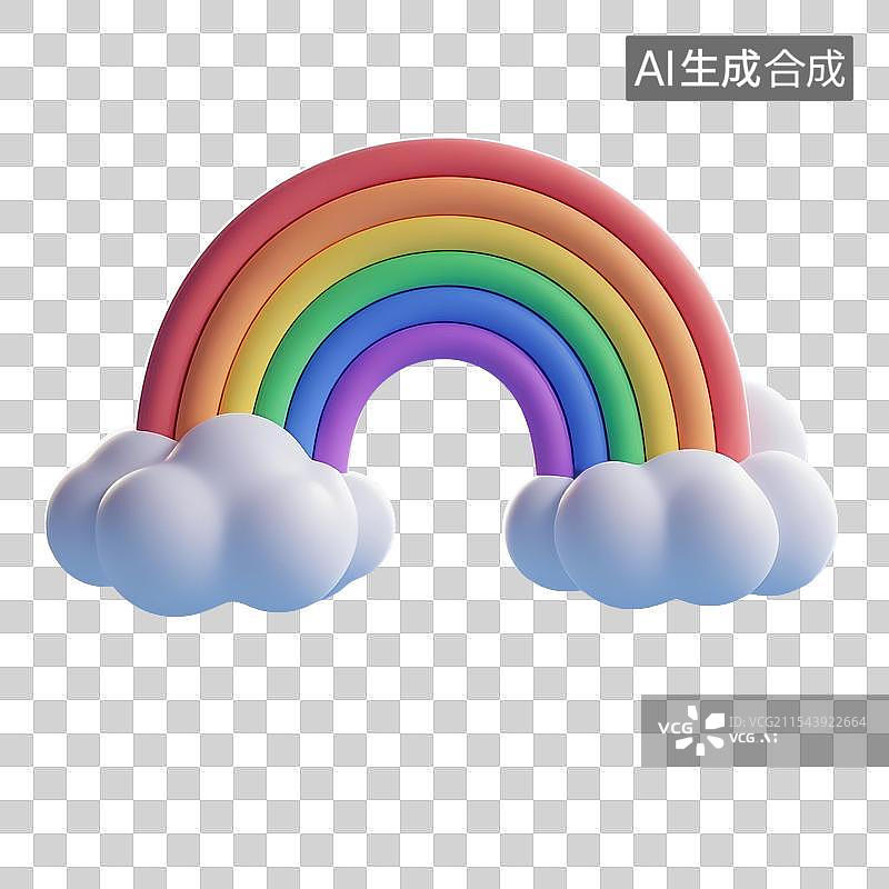 【AI数字艺术】3D彩虹云朵元素图片素材