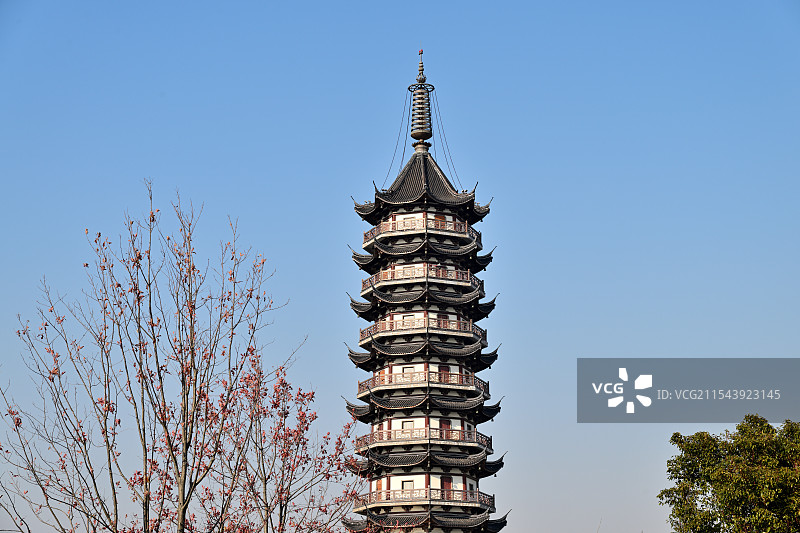 宝塔，东海观音寺，上海奉贤渔人码头图片素材