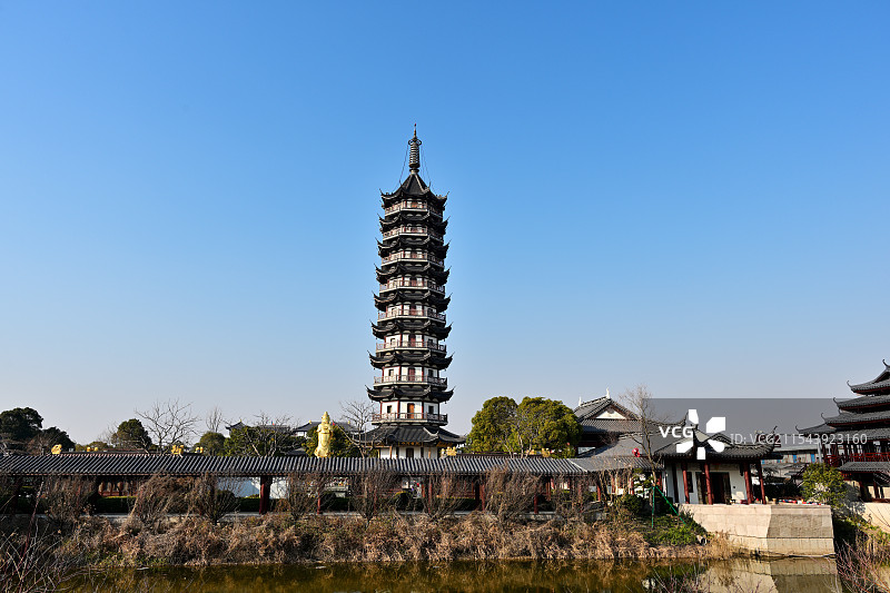 宝塔，东海观音寺，上海奉贤渔人码头图片素材