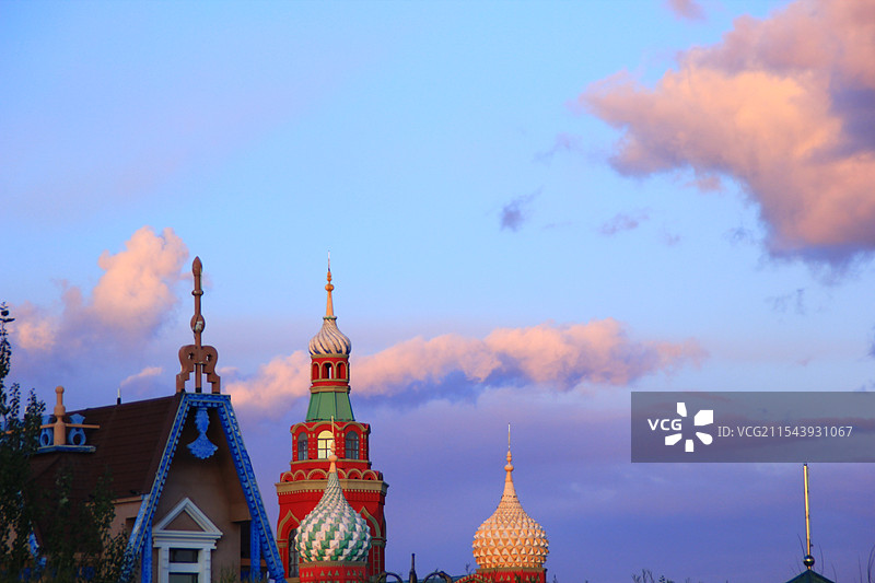 城堡晚霞图片素材