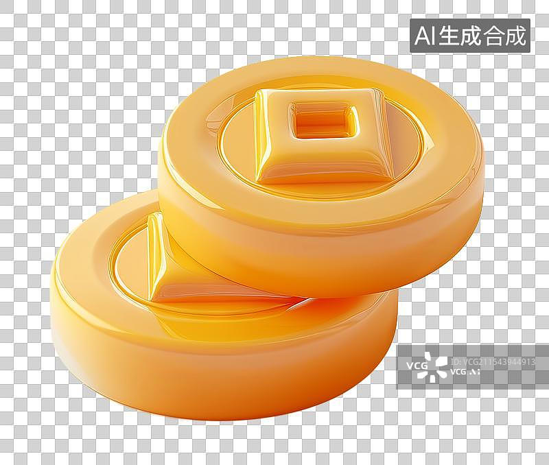 【AI数字艺术】3D羊脂玉材质铜钱免扣元素图片素材