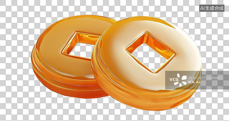 【AI数字艺术】3D羊脂玉材质铜钱免扣元素图片素材