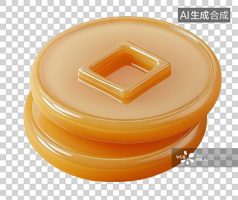 【AI数字艺术】3D羊脂玉材质铜钱免扣元素图片素材