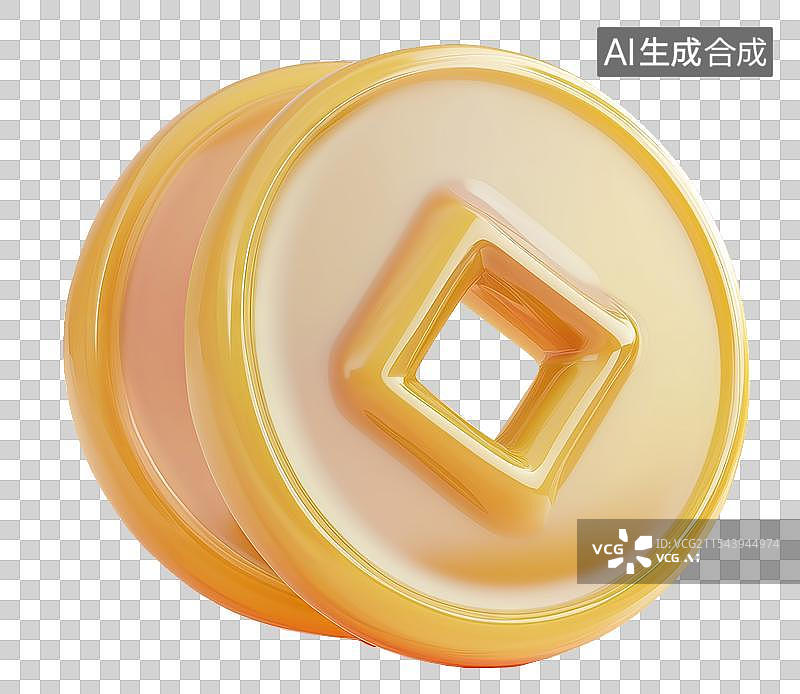 【AI数字艺术】3D羊脂玉材质铜钱免扣元素图片素材