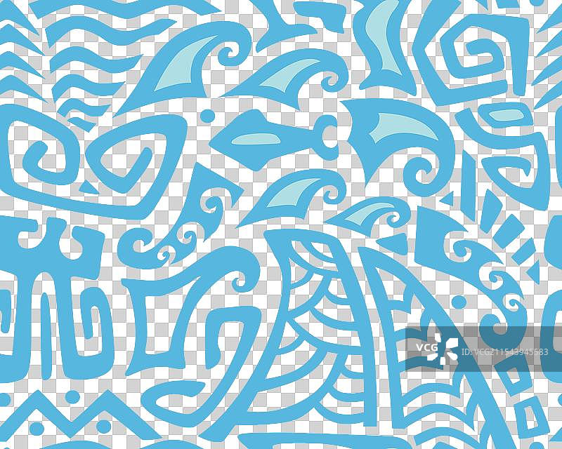 波利尼西亚图案、提基无缝图案、阿兹特克风格图片素材
