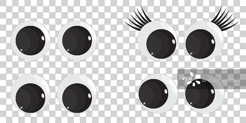 一套光泽感十足的塑料玩具眼睛，鼓胀的木偶眼睛图片素材