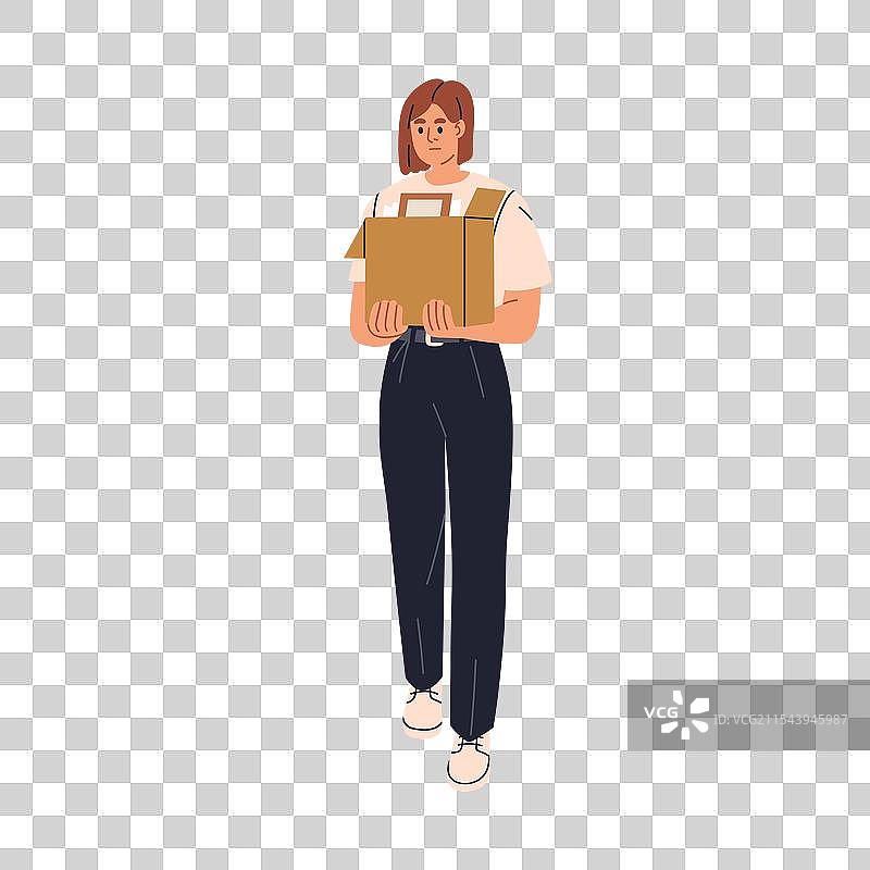 被解雇员工带着纸箱离开图片素材