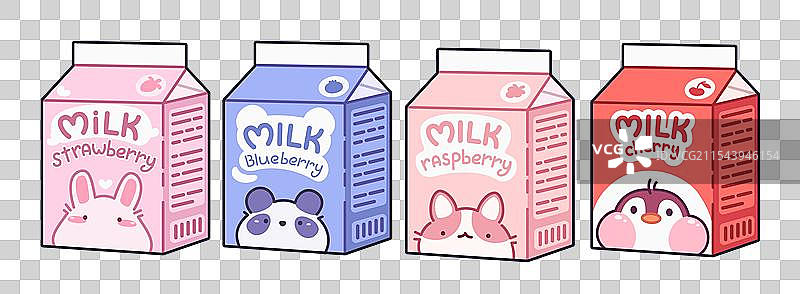 可爱的动物牛奶纸盒包装图片素材