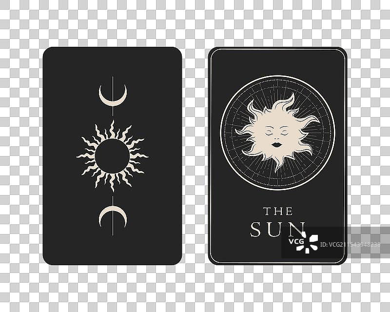 塔罗牌，反面是太阳的主要大阿尔克那图片素材