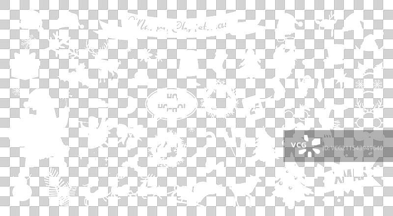 圣诞节和新年装饰品剪影套装图片素材