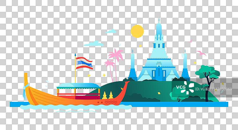 现代色彩的岛屿佛教寺庙图片素材