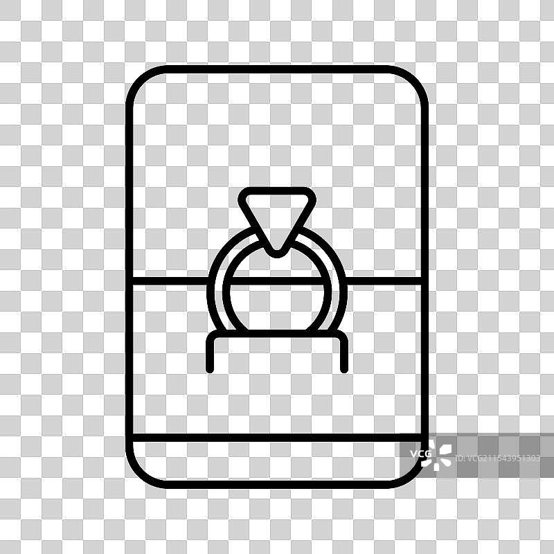 婚戒盒线条图标，可编辑的线条图片素材