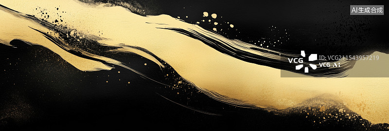 【AI数字艺术】黑金水墨背景图片素材