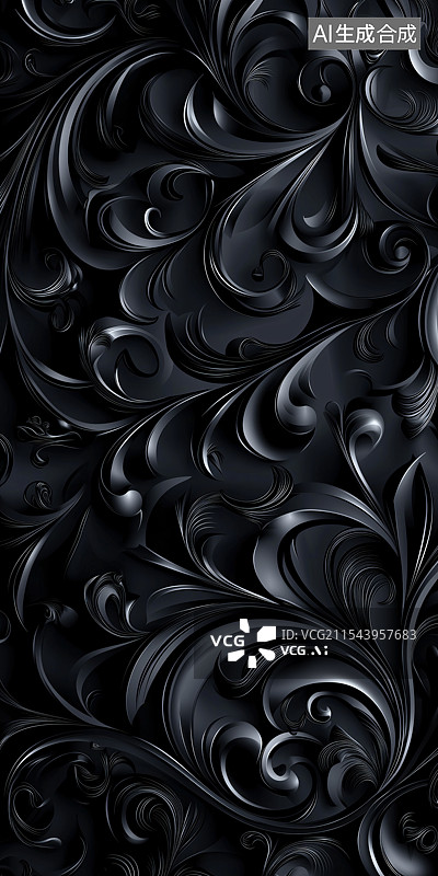 【AI数字艺术】暗黑系金属花纹图片素材