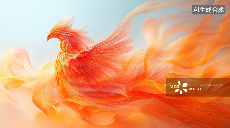 【AI数字艺术】天空中飞翔的凤凰图片素材