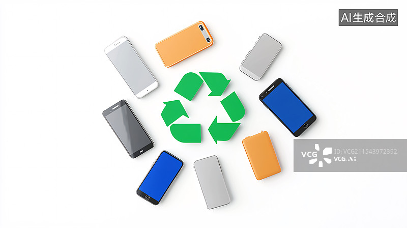 【AI数字艺术】手机回收电子垃圾设备回收环保生态能源插图图片素材