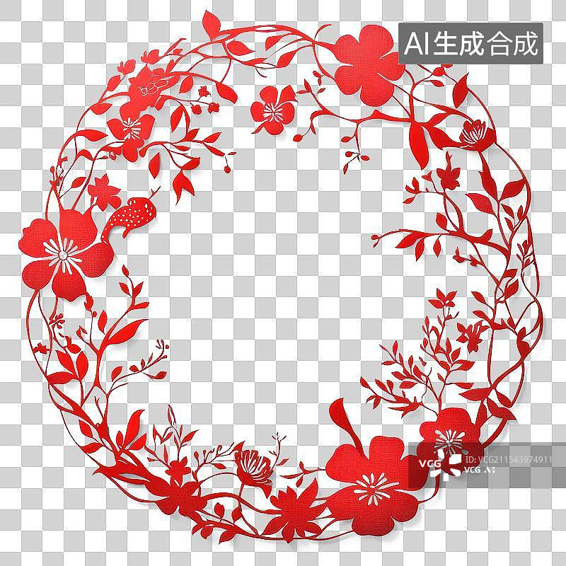 【AI数字艺术】十二生肖蛇元素 新年春节剪纸窗花图片素材