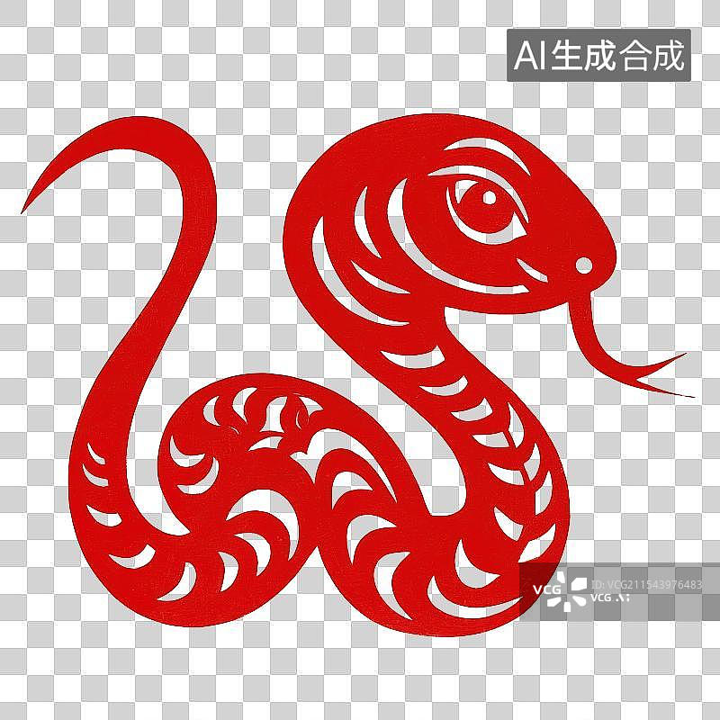 【AI数字艺术】十二生肖蛇元素 新年春节剪纸窗花图片素材