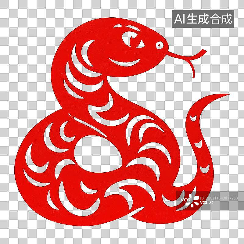 【AI数字艺术】十二生肖蛇元素 新年春节剪纸窗花图片素材